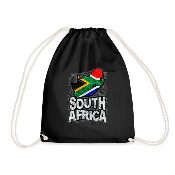 Südafrika - Turnbeutel - Schwarz - Vorne