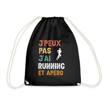 je peux pas j'ai running et apéro vintage - Sac de sport léger - noir - Devant