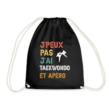 je peux pas j'ai taekwondo et apéro vintage - Sac de sport léger - noir - Devant