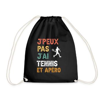 I can't I have tennis and vintage aperitif - Drawstring Bag - black - Front