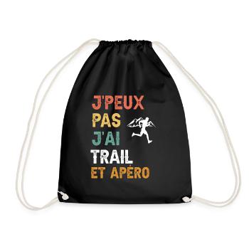 je peux pas j'ai trail et apéro vintage - Sac de sport léger - noir - Devant