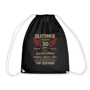 30. Geburtstag 30 Jahre Einzigartiger Oldtimer - Turnbeutel - Schwarz - Vorne