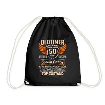 50. Geburtstag 50 Jahre Einzigartiger Oldtimer - Turnbeutel - Schwarz - Vorne