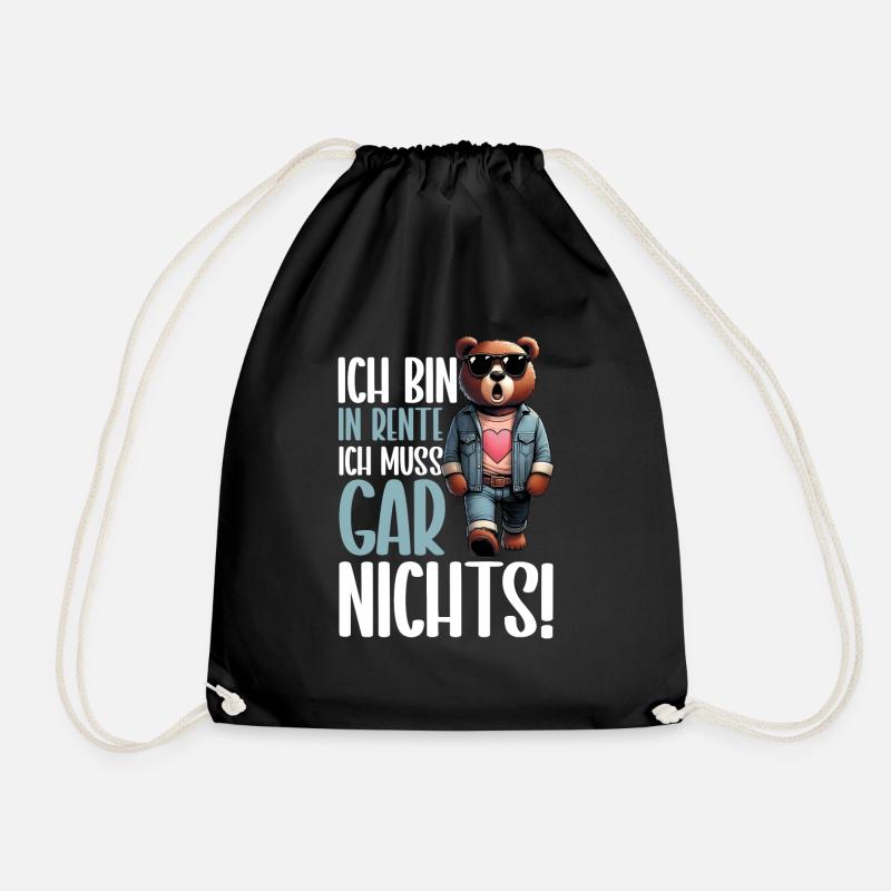Ich bin in Rente Ich muss gar nix Teddy Bär - Turnbeutel - Schwarz