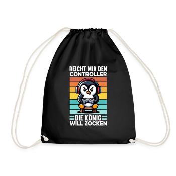 Hands me the controller, the queen wants to play - Drawstring Bag - black - Front