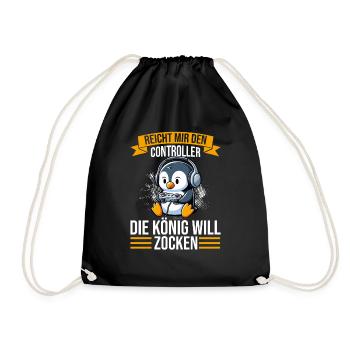 Hands me the controller, the queen wants to play - Drawstring Bag - black - Front