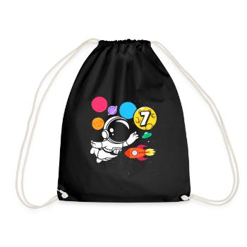 7e anniversaire garçons 7 ans anniversaire astronaute - Sac de sport léger - noir - Devant