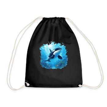 Orcas Orca - Drawstring Bag - black - Front