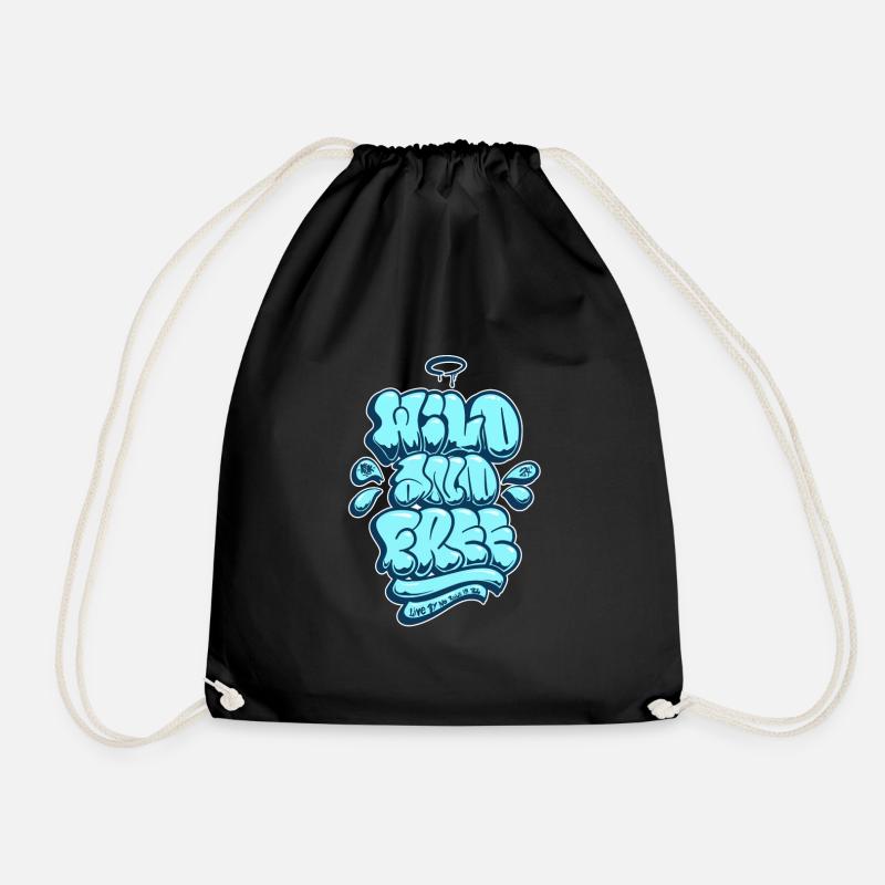 Wild and free Asik Graffiti Throwup Simple Style - Drawstring Bag - black