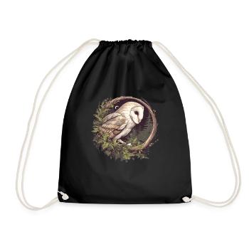 Barn Owl Schleiereulen Schleiereule - Drawstring Bag - black - Front