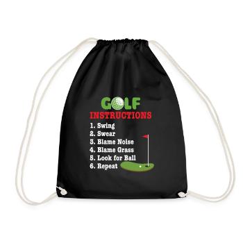 Golf Instructions - Funny Golf Lover Golfer - Drawstring Bag - black - Front