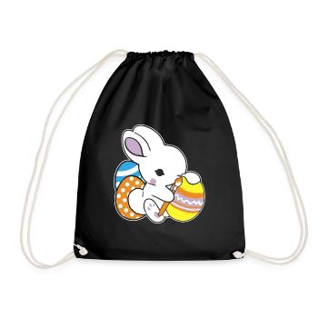 Osterhase Bemalt Ostereiger Eierbemalen Eiersuche - Turnbeutel - Schwarz - Vorne