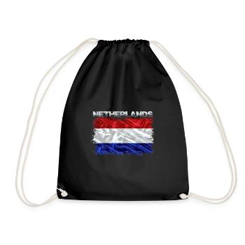 Netherlands - Drawstring Bag - black - Front