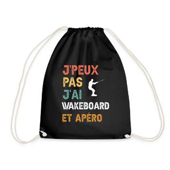 je peux pas j'ai wakeboard et apéro vintage - Sac de sport léger - noir - Devant
