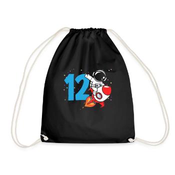 12th Birthday Boys Astronaut Birthday - Drawstring Bag - black - Front