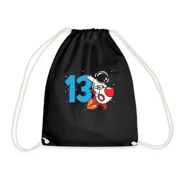 13th Birthday Boys Astronaut Birthday - Drawstring Bag - black - Front