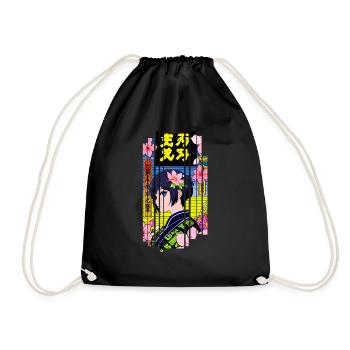 Woman Cyborg kanji japon jaune - Sac de sport léger - noir - Devant