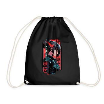 Woman Cyborg Japan Red Kanji - Drawstring Bag - black - Front