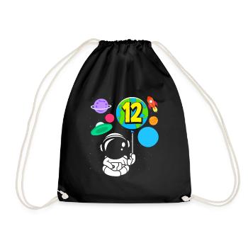 12th Birthday Boys Astronaut Birthday - Drawstring Bag - black - Front