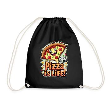 PIZZA IS LIFE - Drawstring Bag - black - Front