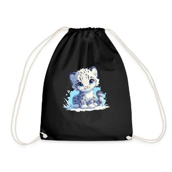 Snow Leopard Schneeleoparde Schneeleopard - Drawstring Bag - black - Front