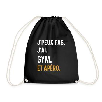 j'peux pas j'ai gym apéro humour - Sac de sport léger - noir - Devant