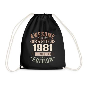 Legend Since October 1981 Birthday October 1981 - Drawstring Bag - black - Front
