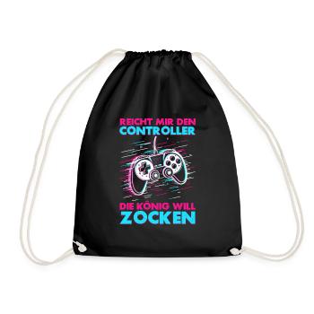 Hands me the controller, the queen wants to play - Drawstring Bag - black - Front