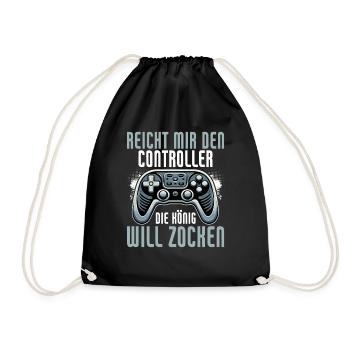 Hands me the controller, the queen wants to play - Drawstring Bag - black - Front