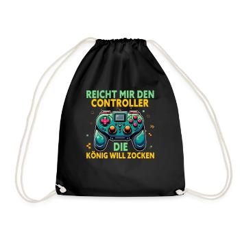 Hands me the controller, the queen wants to play - Drawstring Bag - black - Front