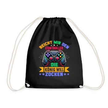 Hands me the controller, the queen wants to play - Drawstring Bag - black - Front