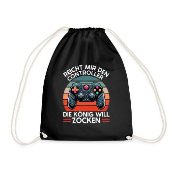 Hands me the controller, the queen wants to play - Drawstring Bag - black - Front