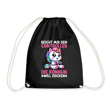 Hands me the controller, the queen wants to play - Drawstring Bag - black - Front