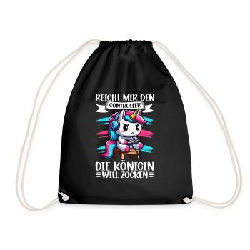 Hands me the controller, the queen wants to play - Drawstring Bag - black - Front