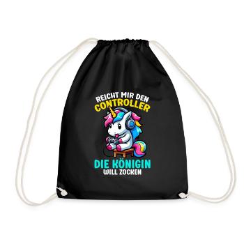 Hands me the controller, the queen wants to play - Drawstring Bag - black - Front