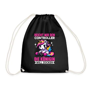 Hands me the controller, the queen wants to play - Drawstring Bag - black - Front