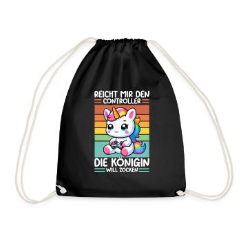 Hands me the controller, the queen wants to play - Drawstring Bag - black - Front
