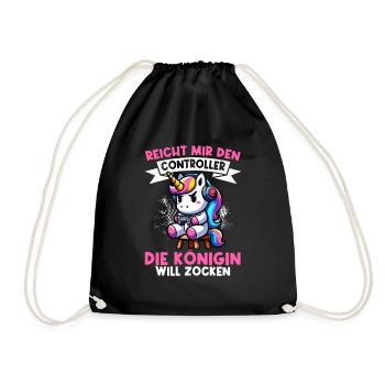 Hands me the controller, the queen wants to play - Drawstring Bag - black - Front