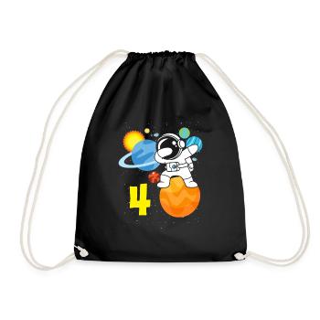 4ème anniversaire garçons 4 ans astronaute anniversaire - Sac de sport léger - noir - Devant