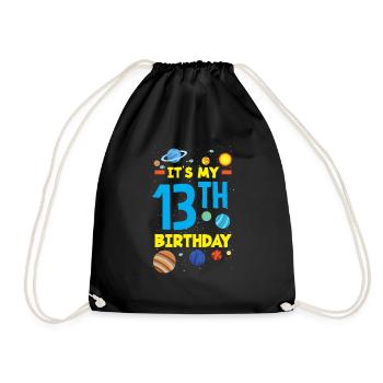13th Birthday Boys Astronaut Birthday - Drawstring Bag - black - Front