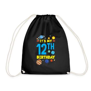 12th Birthday Boys Astronaut Birthday - Drawstring Bag - black - Front