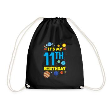11th Birthday Boys Astronaut Birthday - Drawstring Bag - black - Front