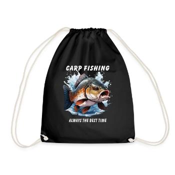 CARP FISHING ALWAYS THE BEST TIME - Drawstring Bag - black - Front