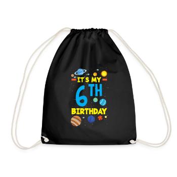 6. Geburtstag Jungen 6 Jahre Astronaut Geburtstag - Turnbeutel - Schwarz - Vorne