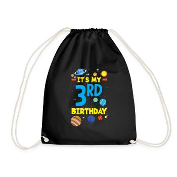 3rd Birthday Boys 3 Years Astronaut Birthday - Drawstring Bag - black - Front