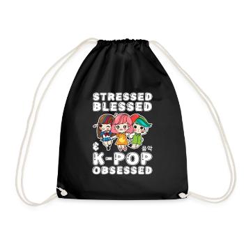 Design coréen amusant - Un must-have pour la K-pop - Sac de sport léger - noir - Devant
