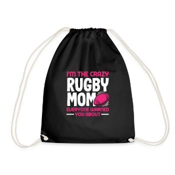 Ich Bin Die Verrückte Rugby Mama Über Die Jeder - Turnbeutel - Schwarz - Vorne