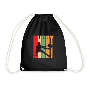 Rugby Retro Silhouette Design - Drawstring Bag - black - Front