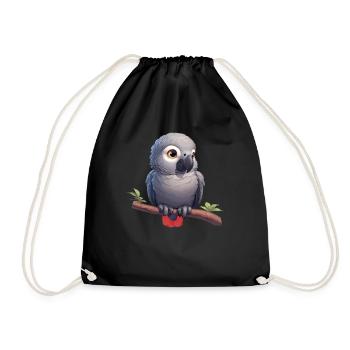 Gray Parrot Graupapageis Graupapagei - Drawstring Bag - black - Front