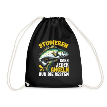 Angler Angelrute Witziges Fischer Hobbyfischer - Turnbeutel - Schwarz - Vorne